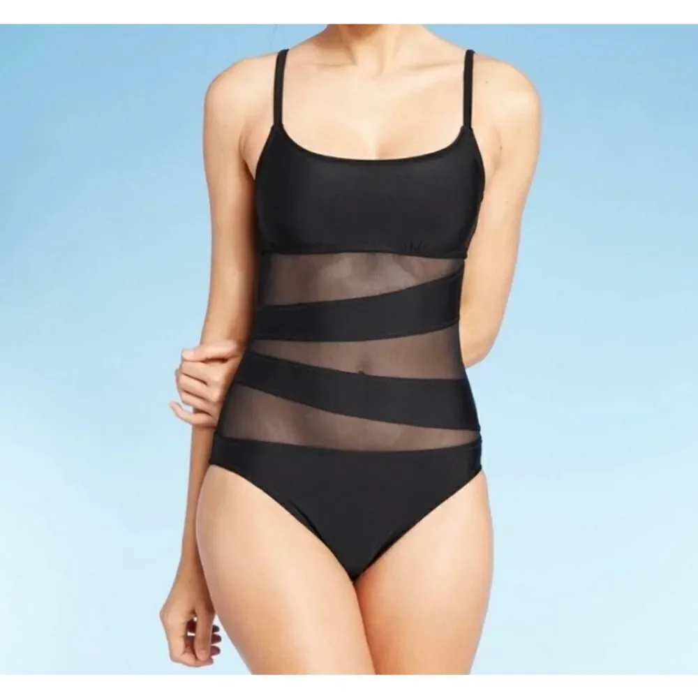 Shade and Shore One Piece Swimsuit Black Small Long